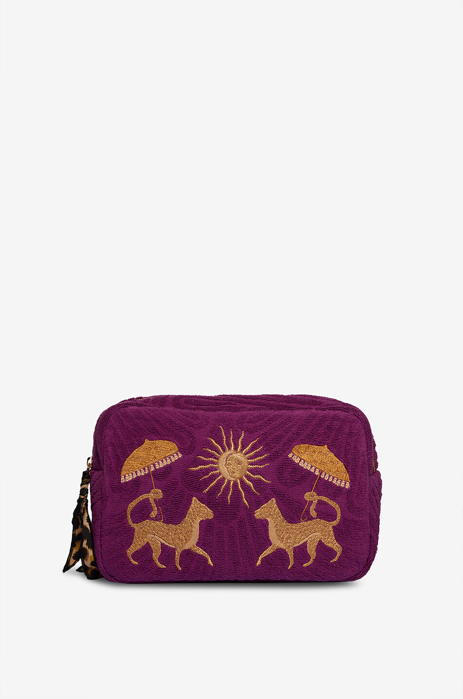 INDIA DEJONCKHEERE Savannah Sun Medium embroidered terry pouch Women PURPLE 1