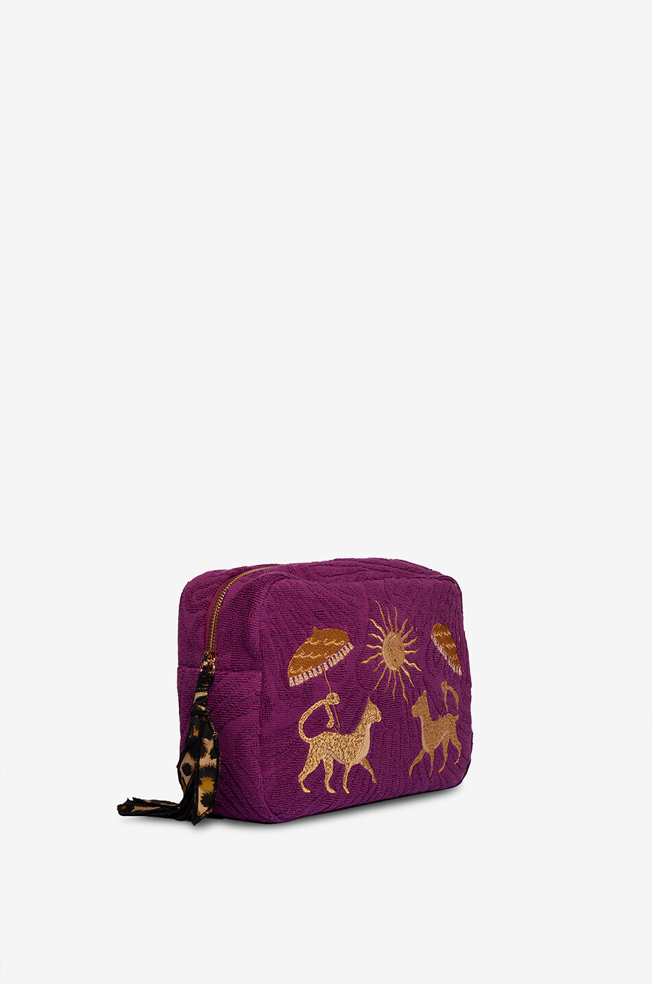 INDIA DEJONCKHEERE Savannah Sun Medium embroidered terry pouch Women PURPLE 2