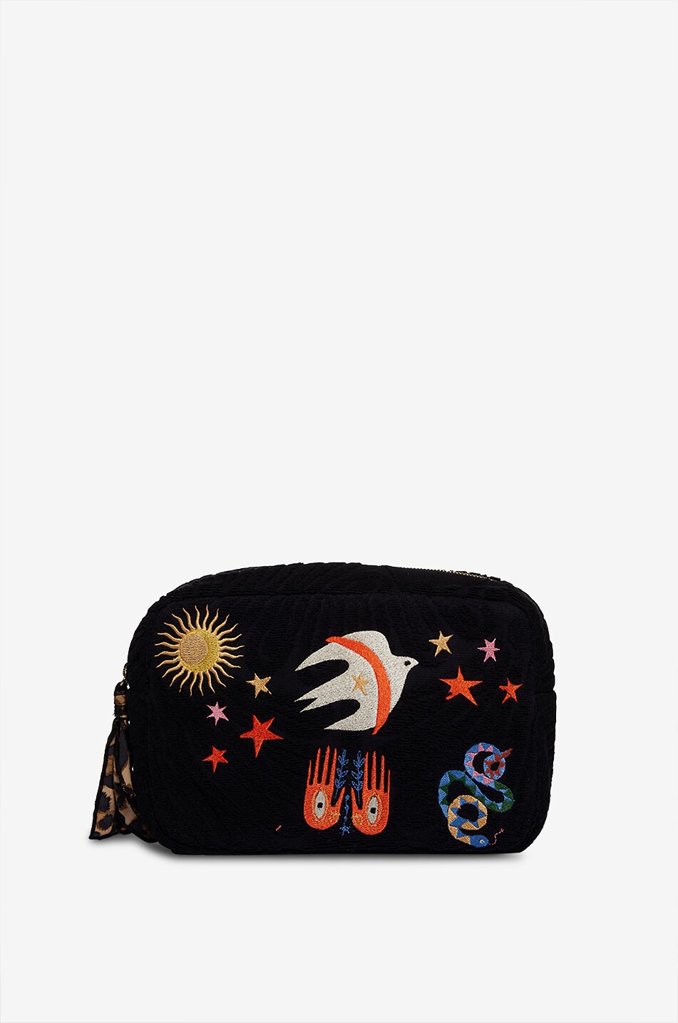 INDIA DEJONCKHEERE Trousse brodée en éponge Sunburst Serenity Medium Femme NOIR 1