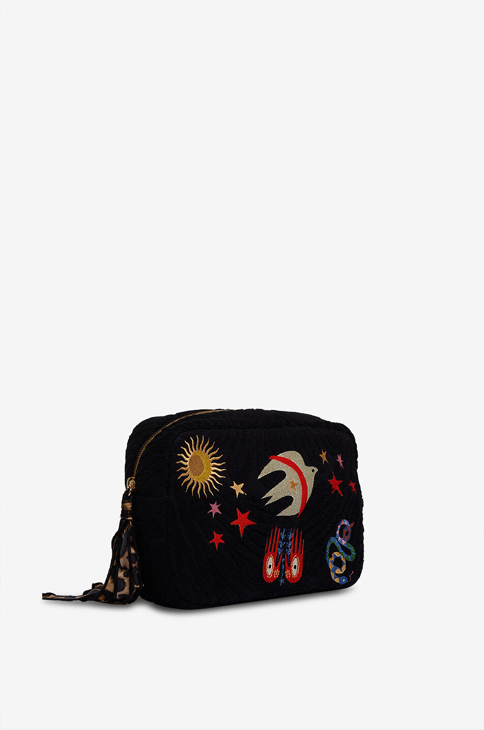 INDIA DEJONCKHEERE Trousse brodée en éponge Sunburst Serenity Medium Femme NOIR 2