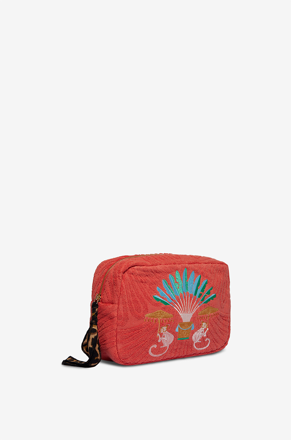 INDIA DEJONCKHEERE Trousse brodée en éponge Umbrella Escape Medium Femme ORANGE MOYEN 2
