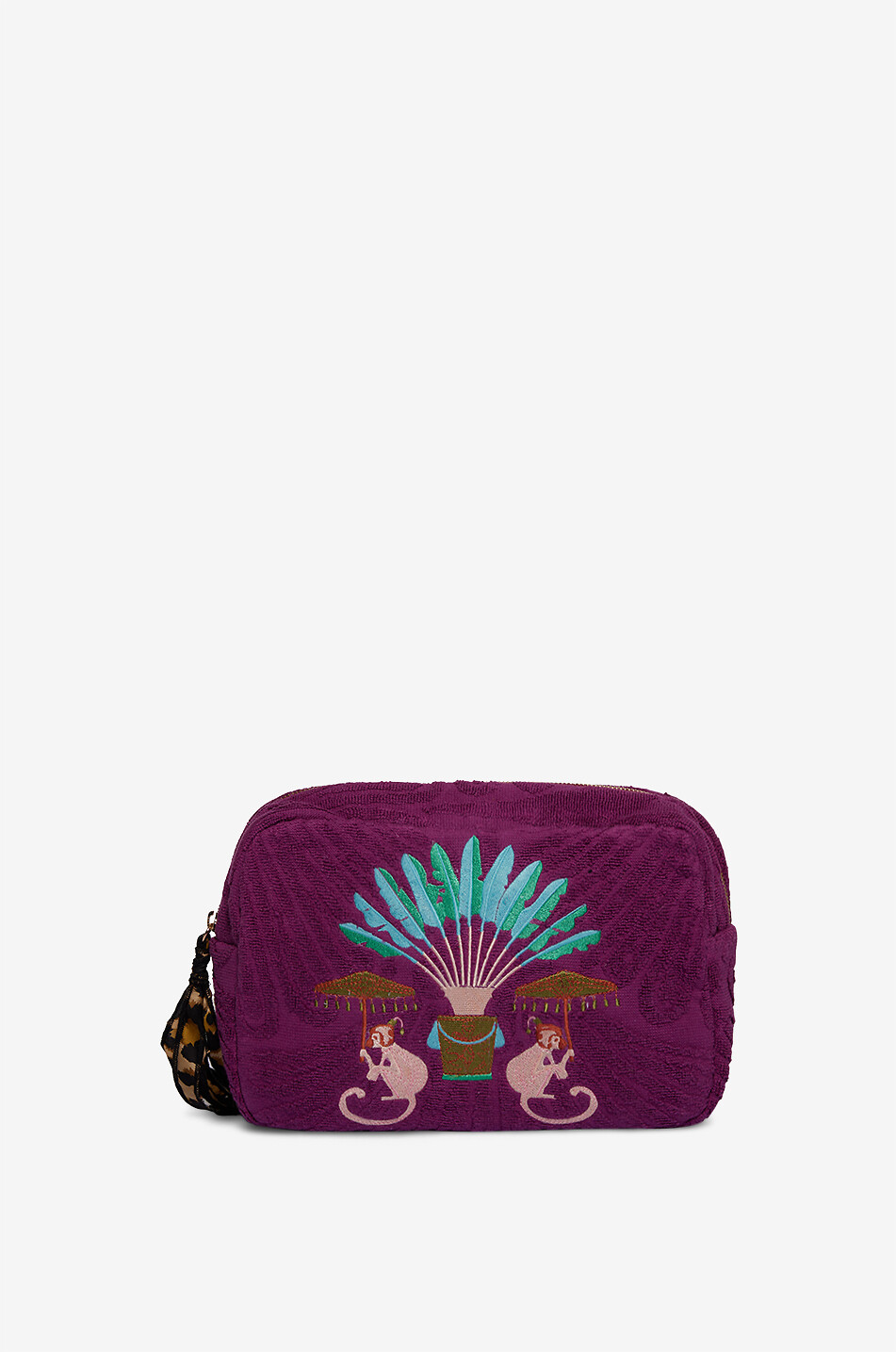 INDIA DEJONCKHEERE Umbrella Escape Medium embroidered terry pouch Women PURPLE 1
