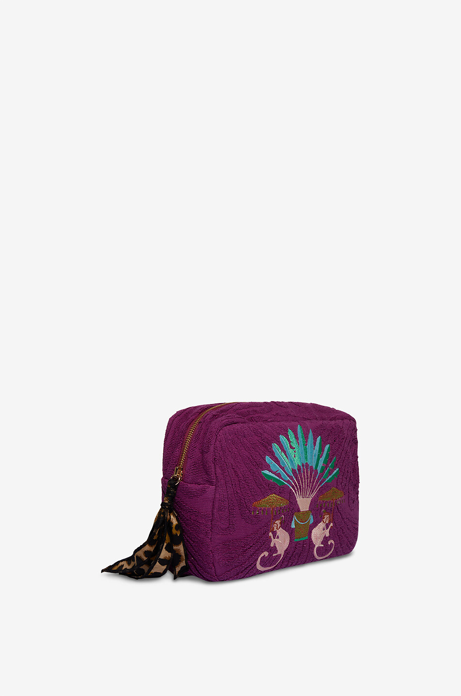 INDIA DEJONCKHEERE Umbrella Escape Medium embroidered terry pouch Women PURPLE 2