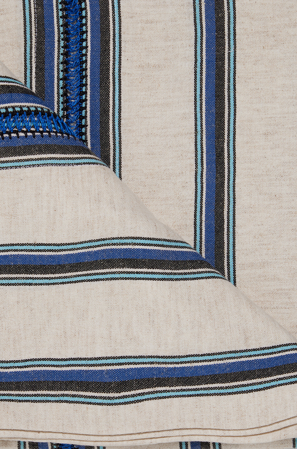 NADIA DAFRI Cizgili Methap rectangular linen and cotton tablecloth Home BLUE 2