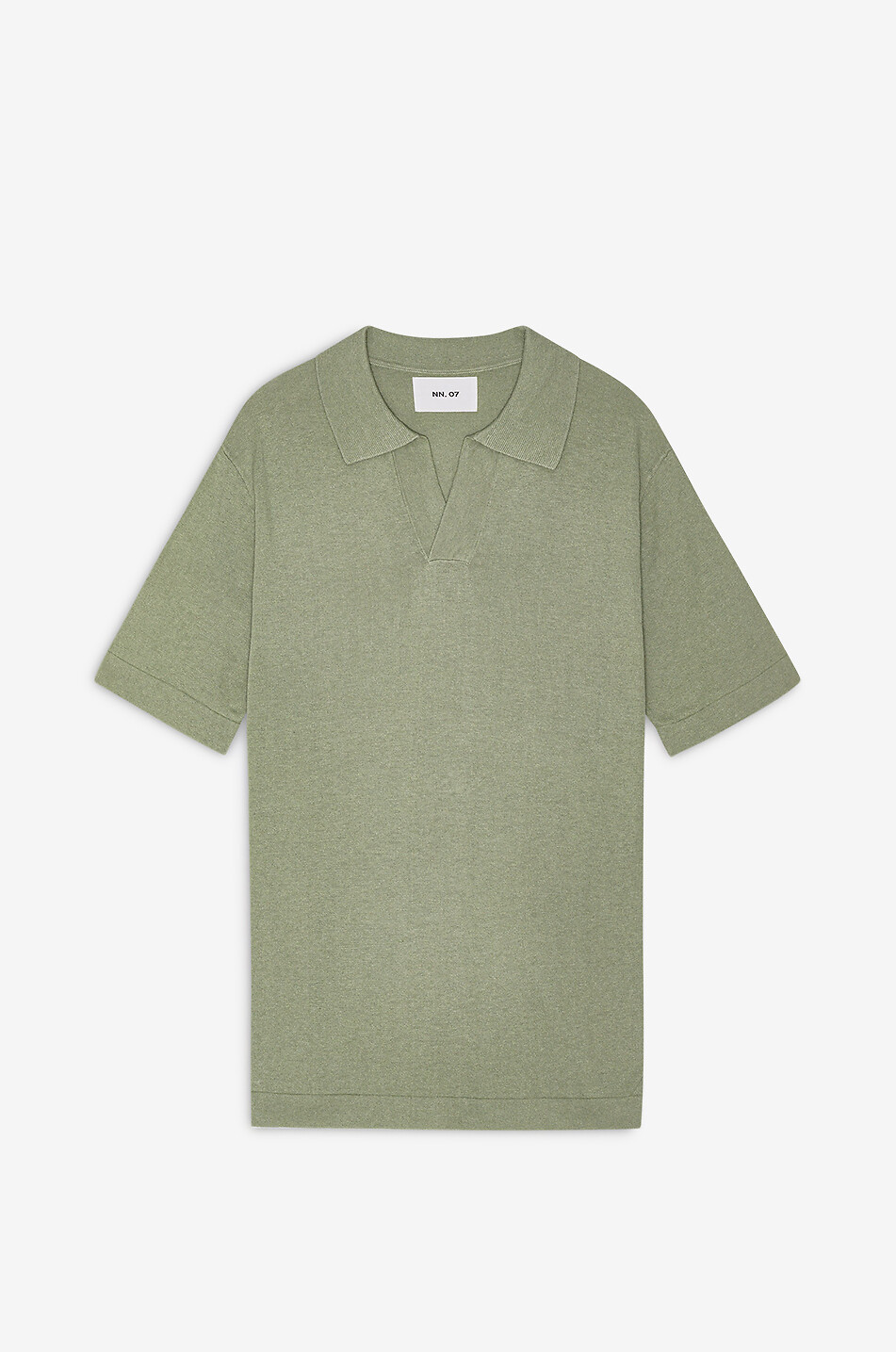 NN07 Ryan cotton and linen short-sleeved polo shirt Men LIGHT GREEN 1