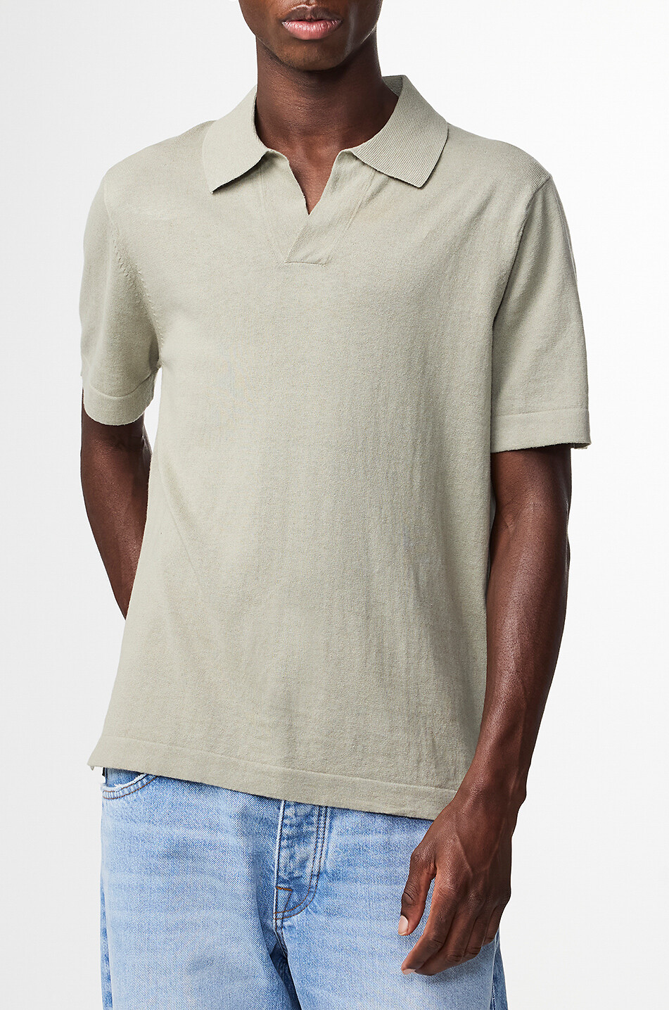 NN07 Ryan cotton and linen short-sleeved polo shirt Men LIGHT GREEN 2