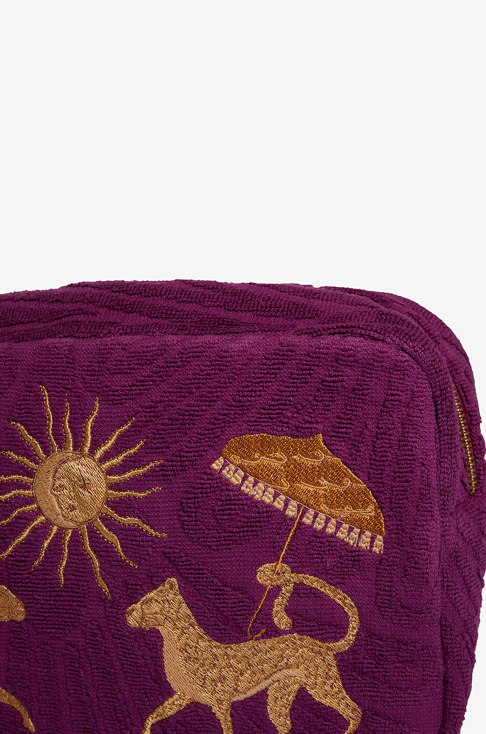 INDIA DEJONCKHEERE Savannah Sun Medium embroidered terry pouch Women PURPLE 5