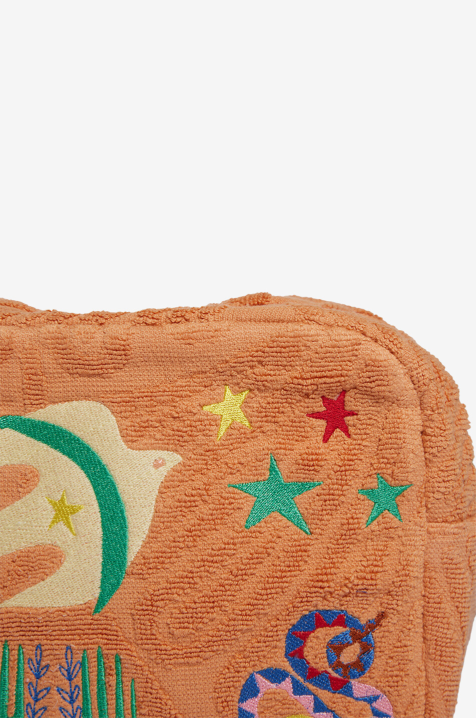 INDIA DEJONCKHEERE Sunburst Serenity Medium embroidered terry pouch Women LIGHT ORANGE 5