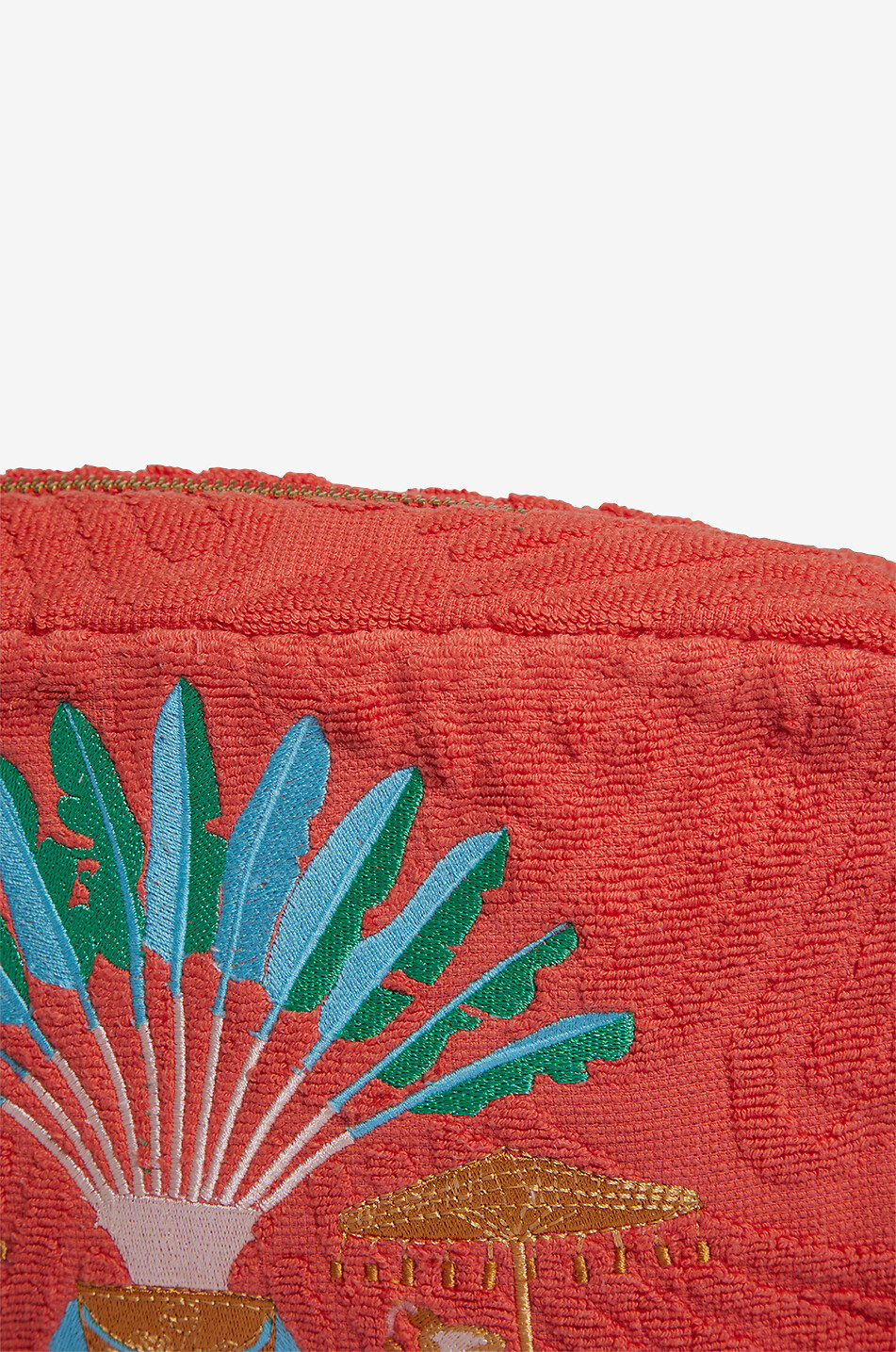 INDIA DEJONCKHEERE Trousse brodée en éponge Umbrella Escape Medium Femme ORANGE MOYEN 5