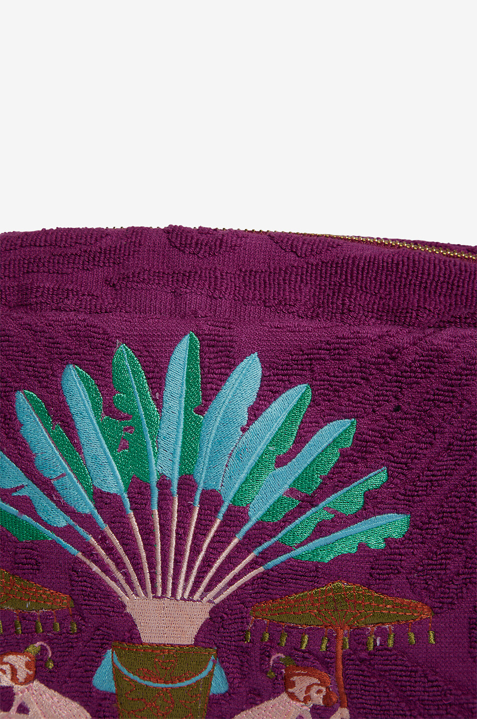 INDIA DEJONCKHEERE Umbrella Escape Medium embroidered terry pouch Women PURPLE 5