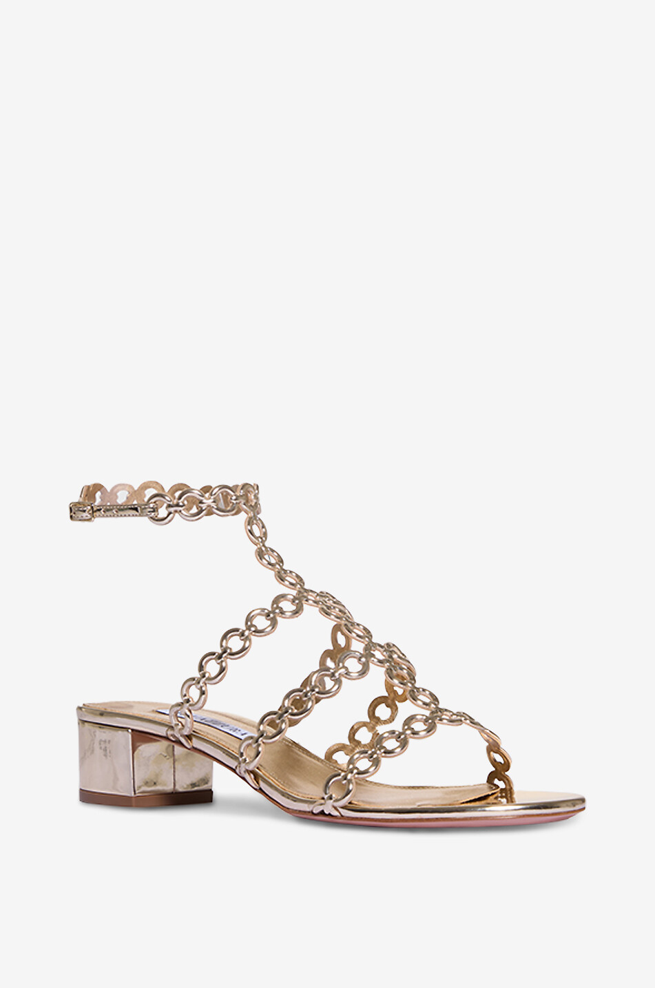Goldene Sandalen mit kleinem Blockabsatz Infinity Chain 35
