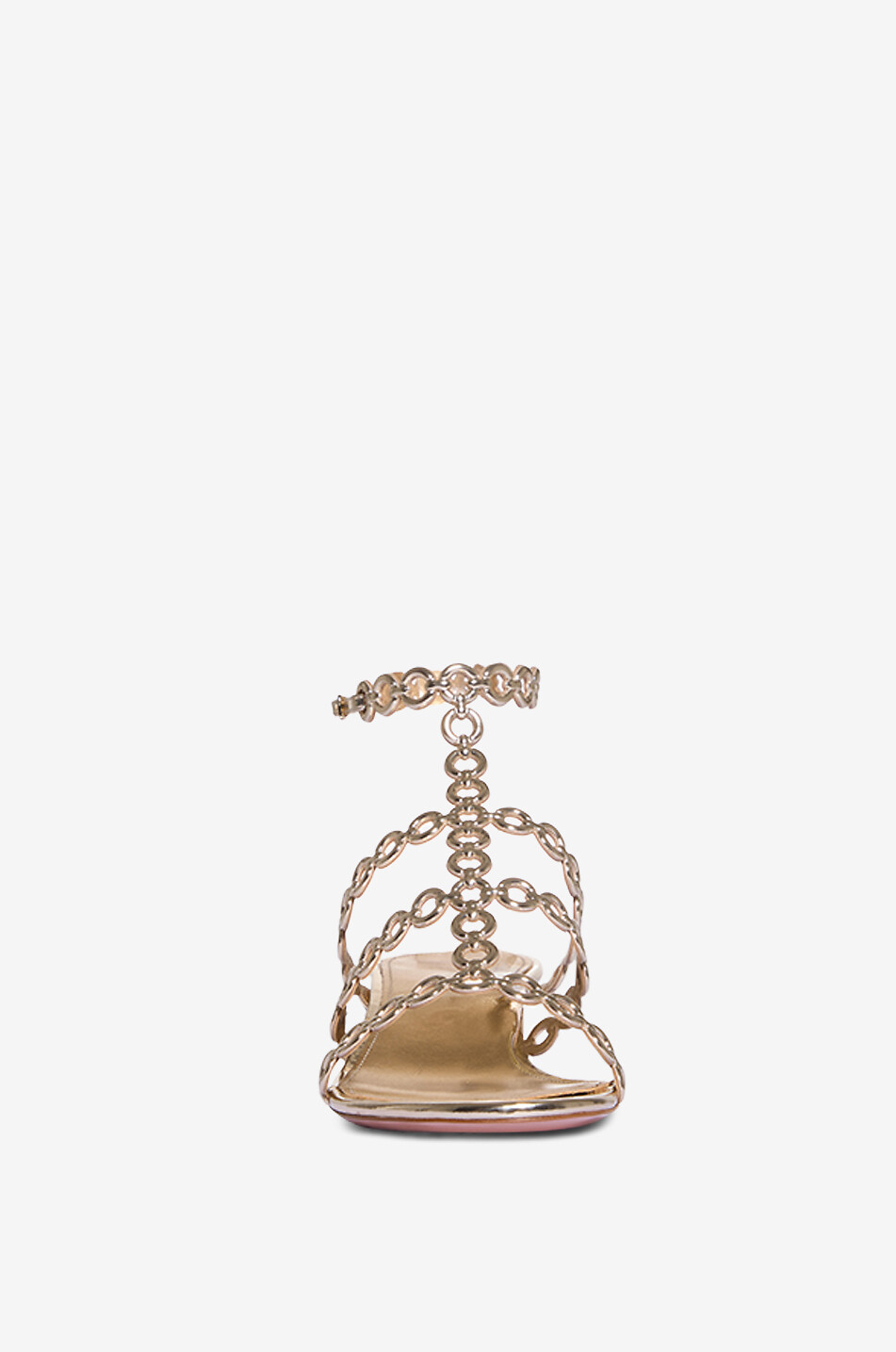 Goldene Sandalen mit kleinem Blockabsatz Infinity Chain 35