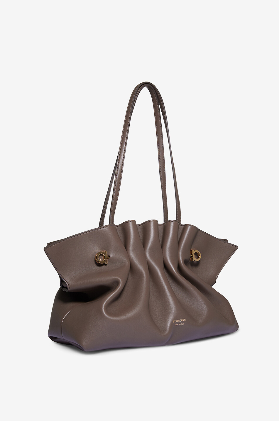 SALVATORE FERRAGAMO Ferragamo Soft Medium gathered smooth leather shoulder bag Women DARK GREY 2