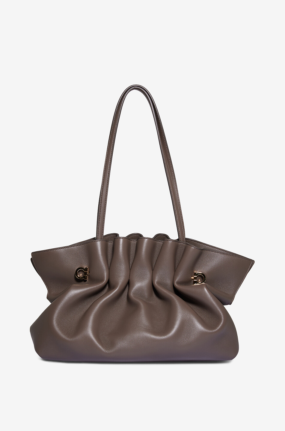 SALVATORE FERRAGAMO Ferragamo Soft Medium gathered smooth leather shoulder bag Women DARK GREY 3
