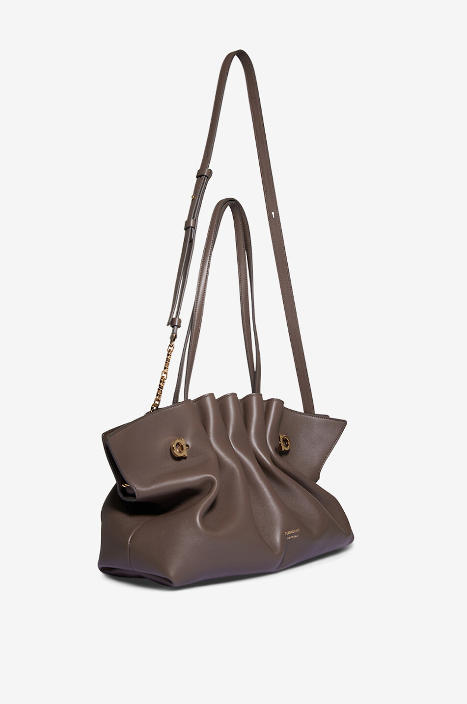 SALVATORE FERRAGAMO Ferragamo Soft Medium gathered smooth leather shoulder bag Women DARK GREY 5