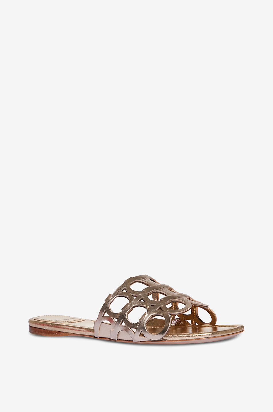 SALVATORE FERRAGAMO Erne Gancini metallic leather flat slides Women GOLDEN 1