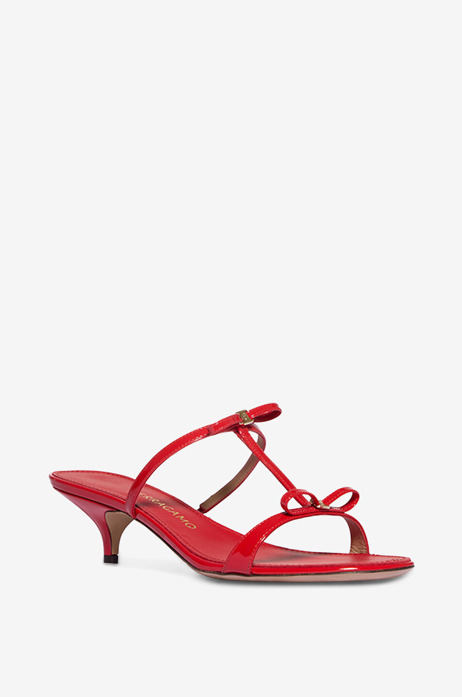SALVATORE FERRAGAMO Abili Mini Bow 40 open patent leather mules Women RED 1