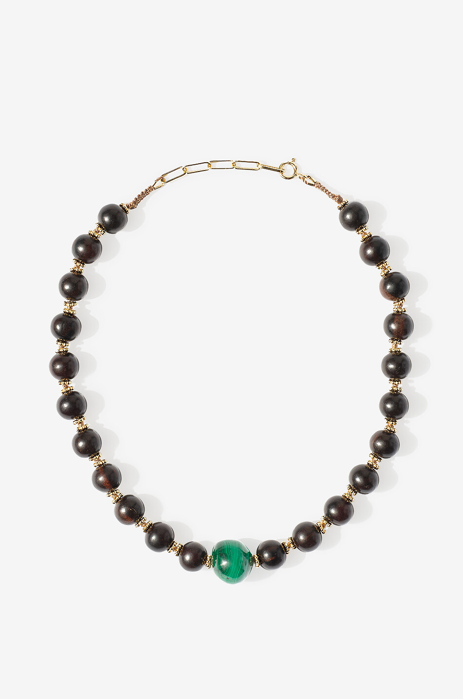 TITYARAVY Collier ras du cou en bois et malachite Samhita Femme NOIR 1