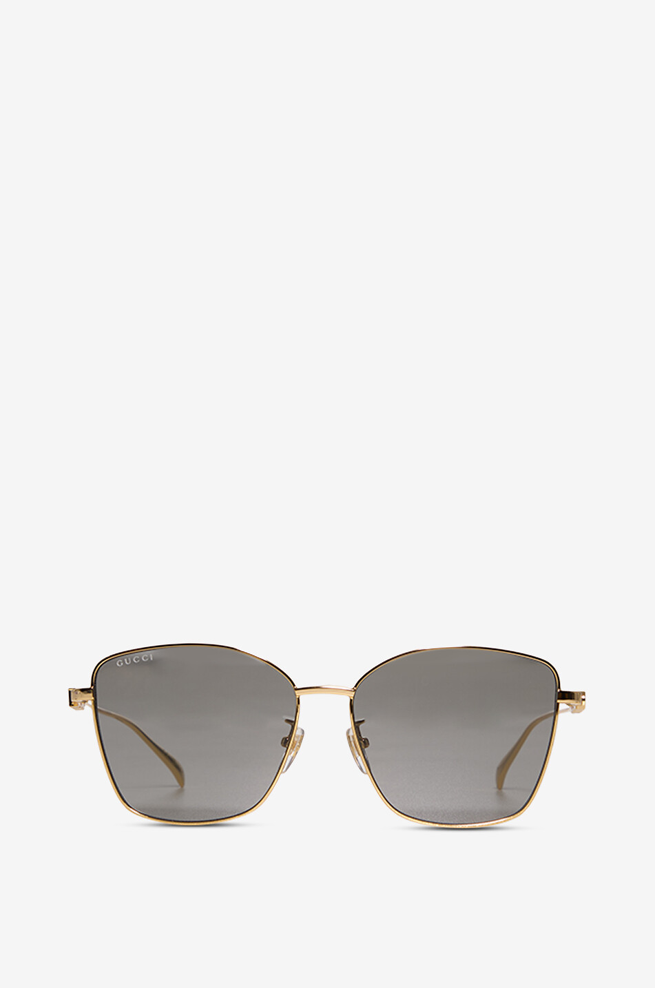 GUCCI Lunettes de soleil carrées en métal à branche logo Femme DORE 1