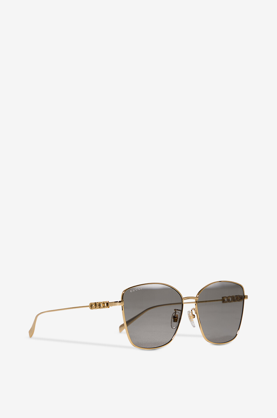 GUCCI Lunettes de soleil carrées en métal à branche logo Femme DORE 2