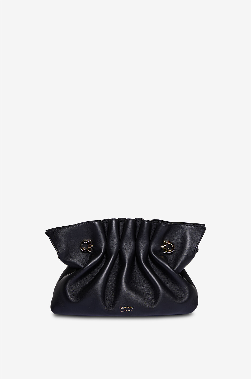 SALVATORE FERRAGAMO Ferragamo Soft Small gathered smooth leather shoulder bag Women BLACK 1