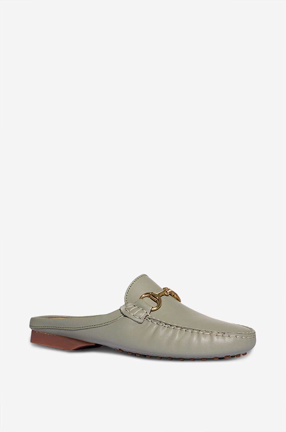 BONGENIE Flache Leder-Pantoletten im Mokassin-Design Monza Damen KHAKI 1