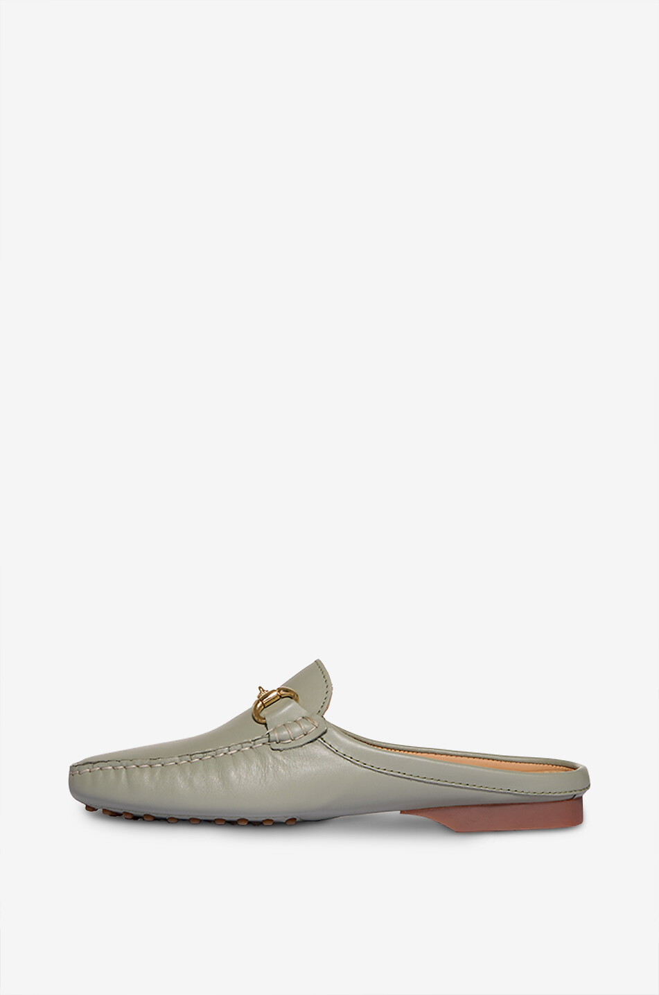 BONGENIE Flache Leder-Pantoletten im Mokassin-Design Monza Damen KHAKI 3