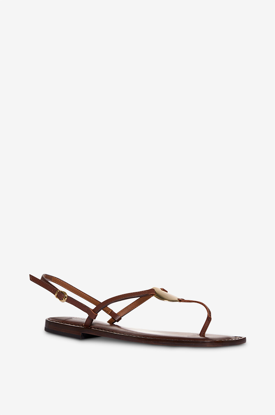 BONGENIE Sandales plates en cuir à bride orteil Sidney Femme MARRON FONCÉ 1