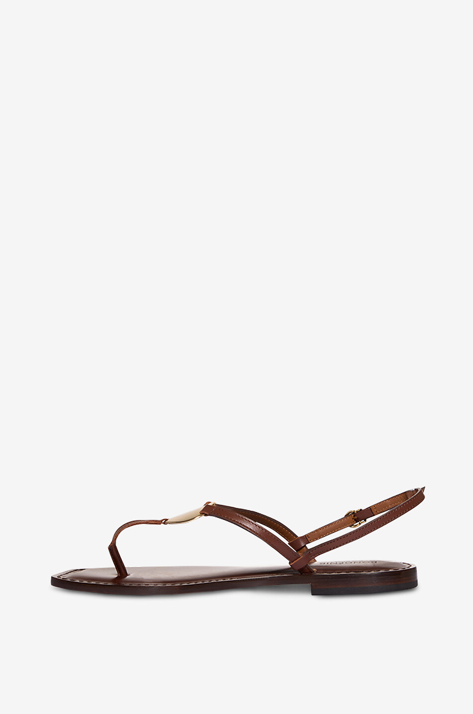 BONGENIE Sandales plates en cuir à bride orteil Sidney Femme MARRON FONCÉ 3