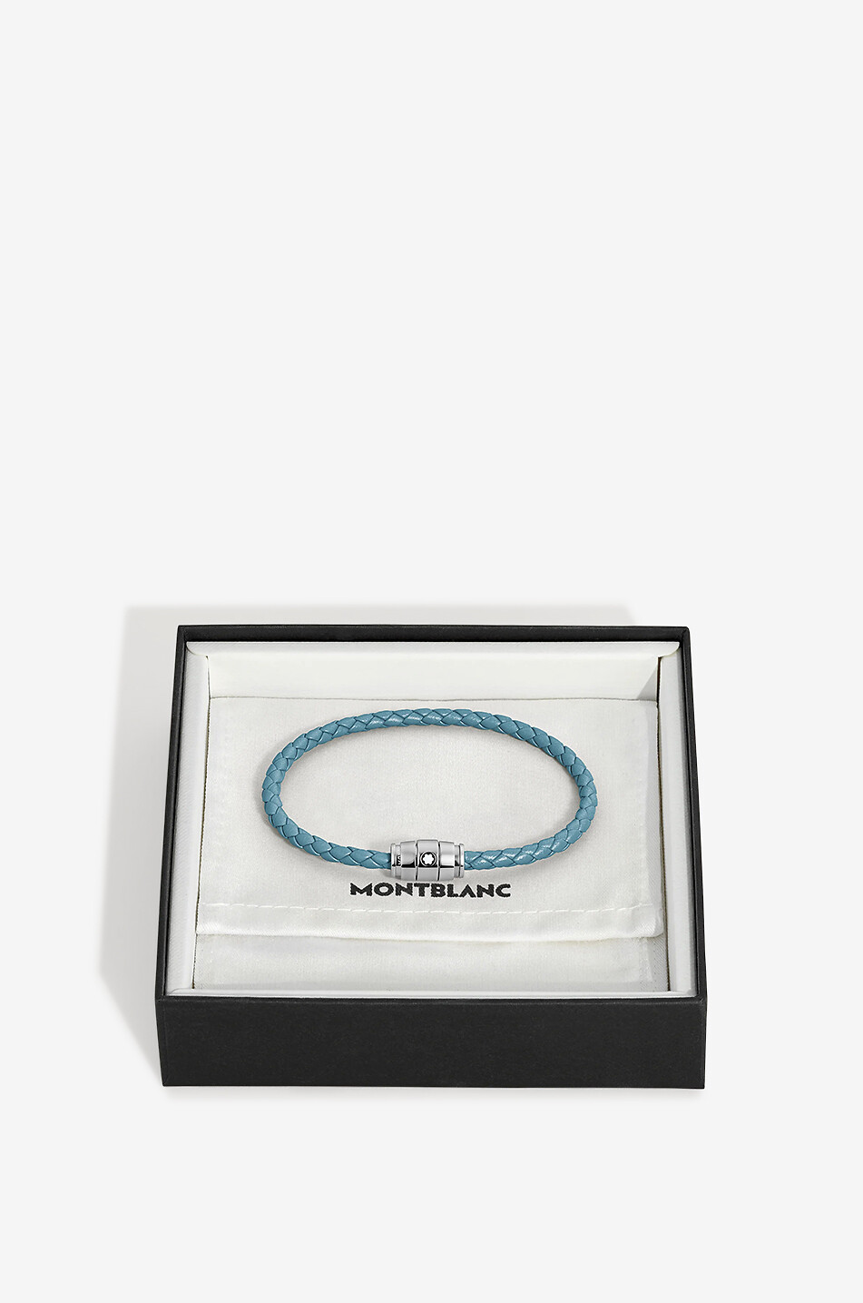 MONTBLANC Bracelet tressé en cuir lisse 3 Rings Smoky Blue - 68 Homme BLEU FONCE 3