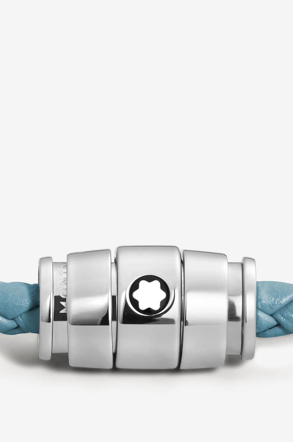 MONTBLANC Bracelet tressé en cuir lisse 3 Rings Smoky Blue - 63 Homme BLEU FONCE 4