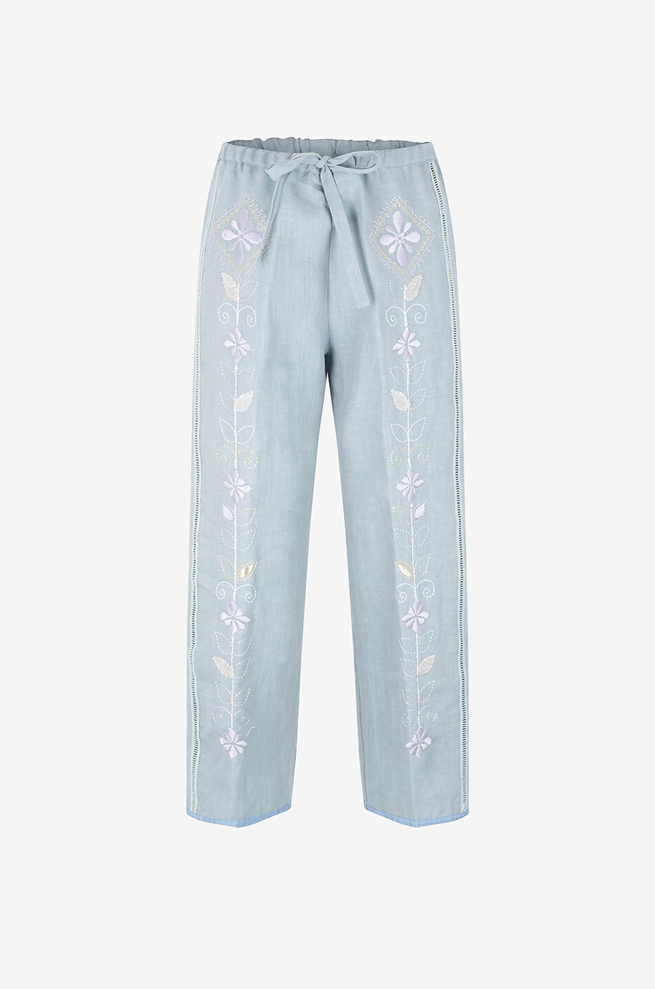 FORTE FORTE Oniric Blossom linen straight leg trousers Women LIGHT BLUE 1