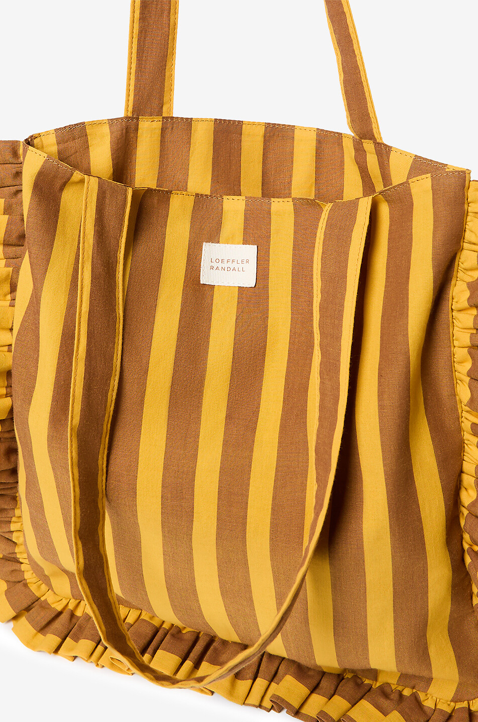 LOEFFLER RANDALL Justine striped cotton tote bag Women DARK YELLOW 4