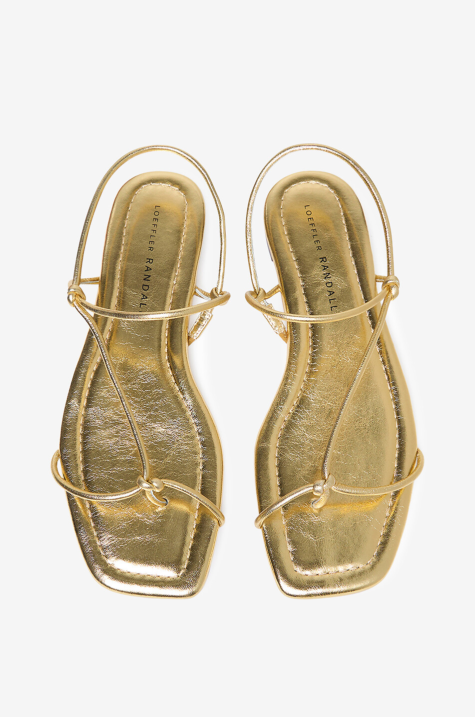 LOEFFLER RANDALL Eleanor flat metallic leather sandals Women GOLDEN 6