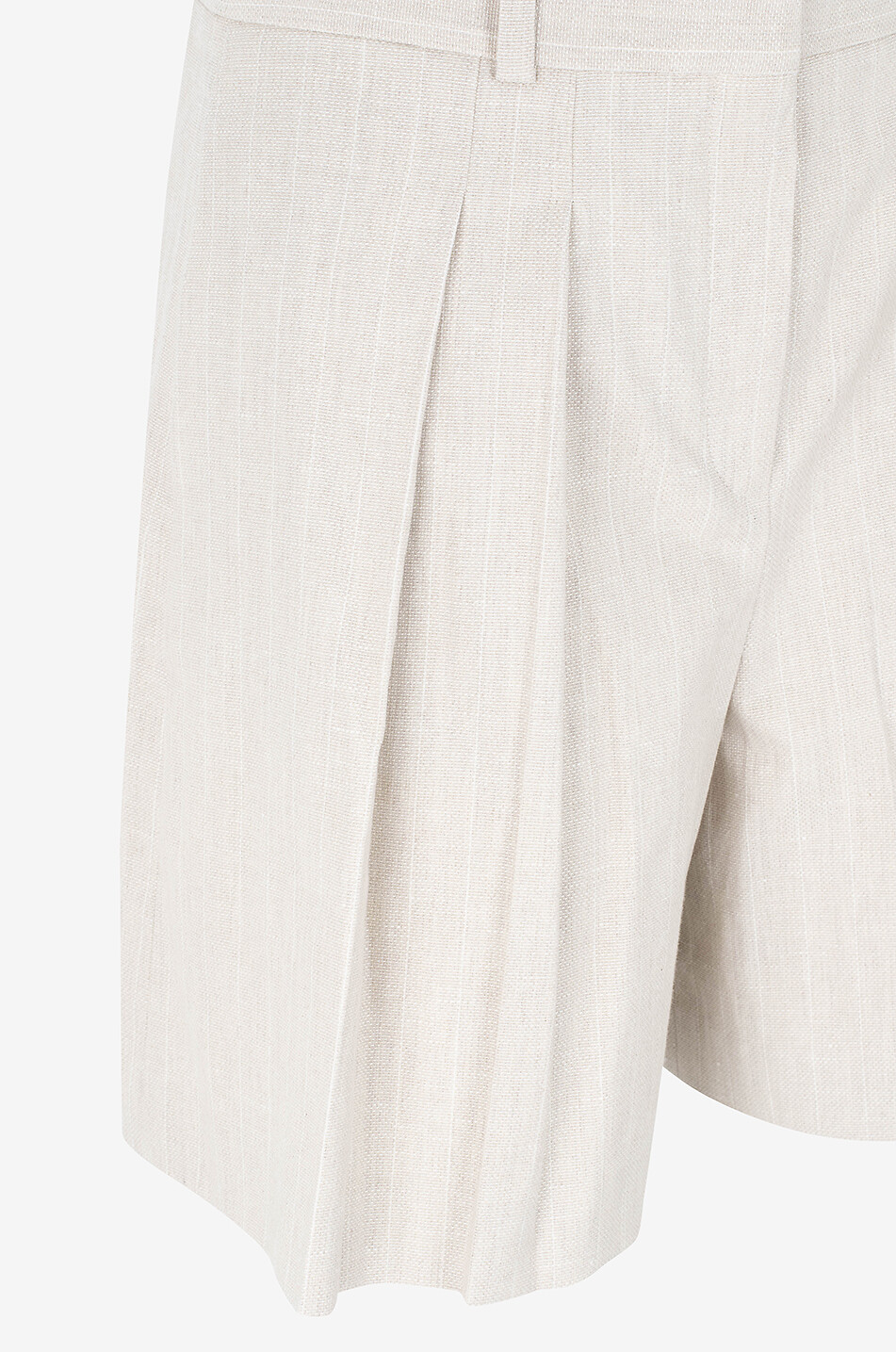 THEORY Short à pinces en coton et lin Femme Beige clair 3