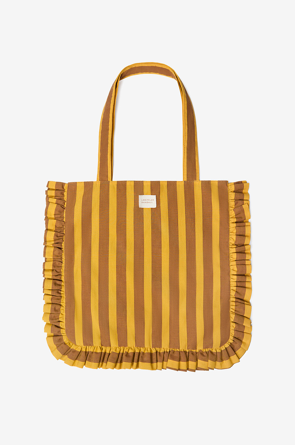 LOEFFLER RANDALL Justine striped cotton tote bag Women DARK YELLOW 1