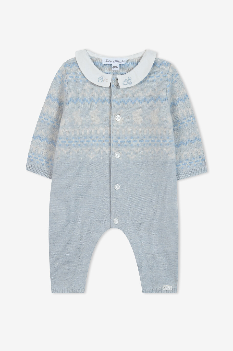 Jacquard knit baby jumpsuit
