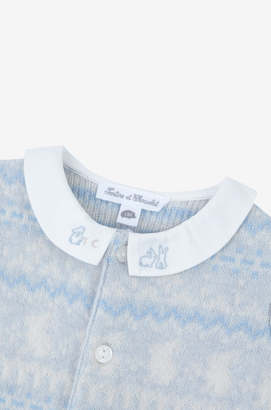 TARTINE ET CHOCOLAT Jacquard knit baby jumpsuit Baby LIGHT BLUE 3