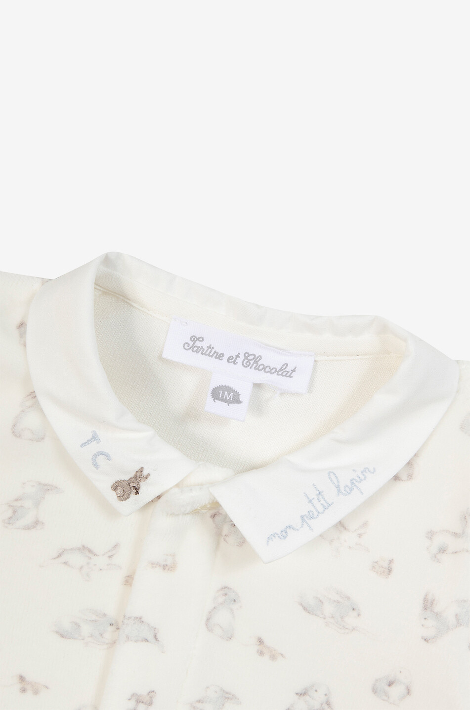 TARTINE ET CHOCOLAT Pyjama bébé en velours motif lapins Bébé BLANC CASSE 3