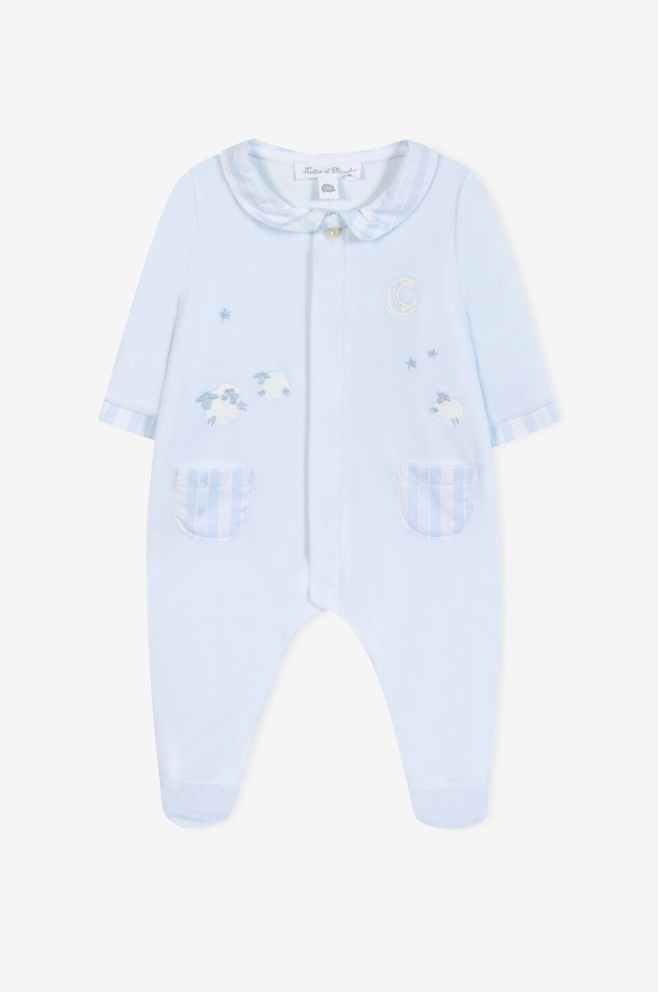 Pyjama bébé en velours brodé mouton