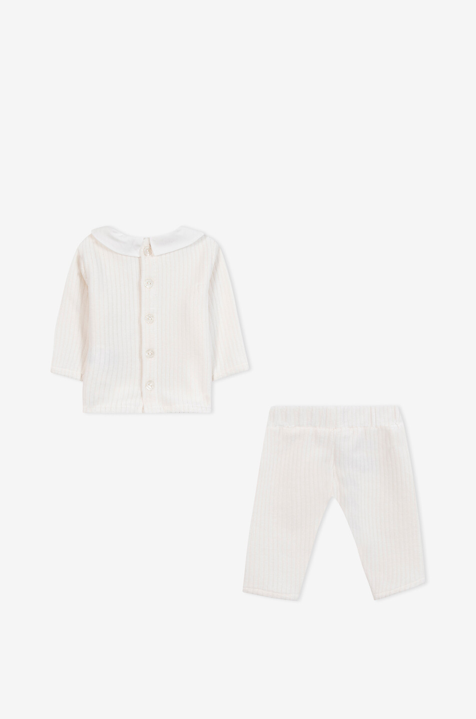 TARTINE ET CHOCOLAT Sheep embroidered striped velvet baby set Baby EGGSHELL 3