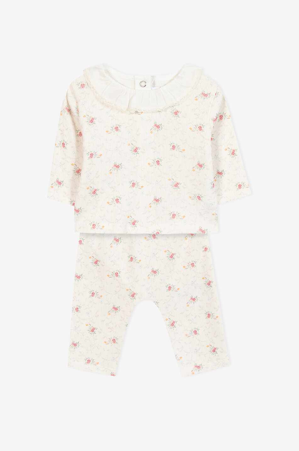 TARTINE ET CHOCOLAT T-shirt et pantalon bébé à motif floral Bébé BLANC CASSE 1