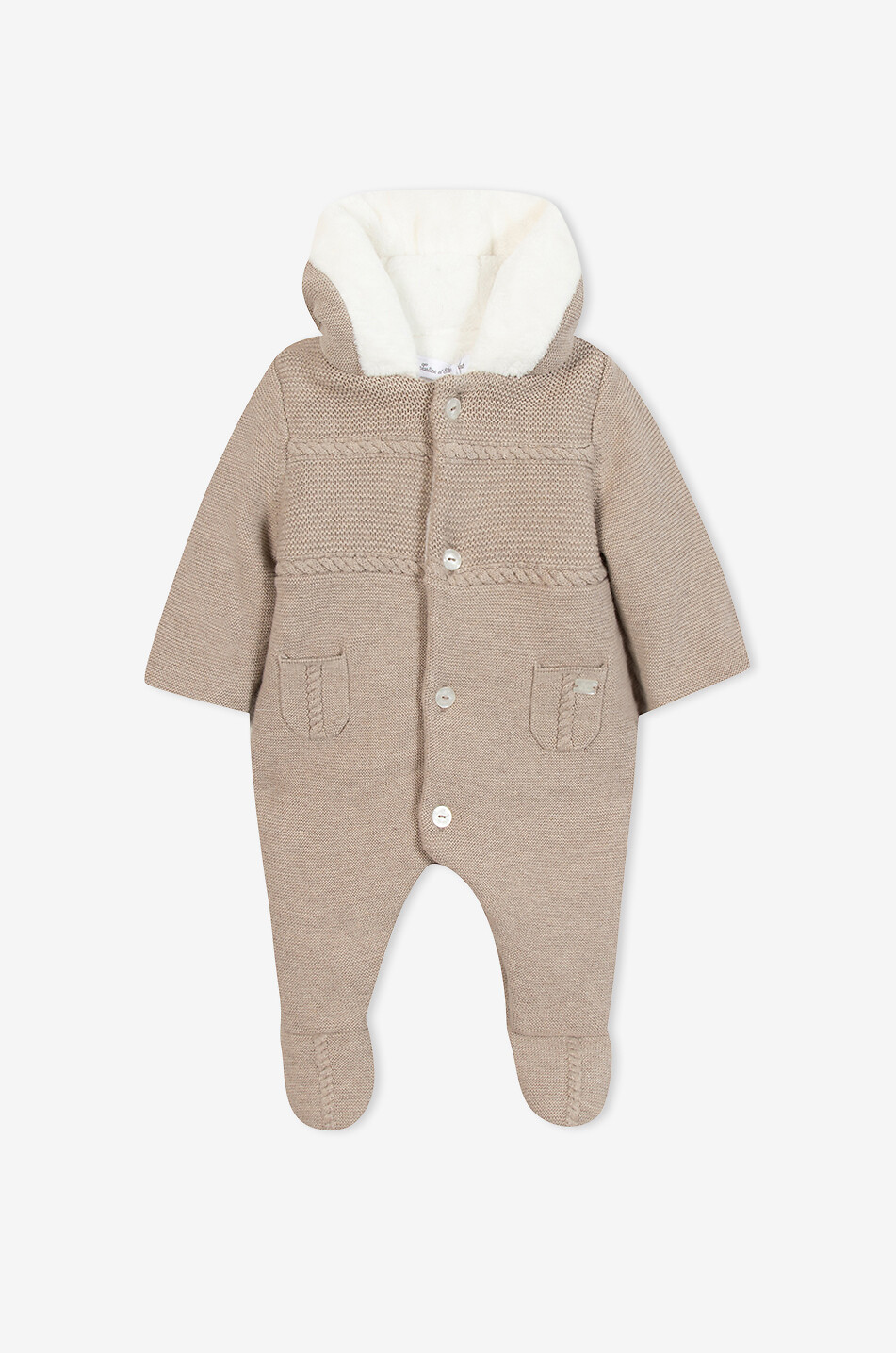 Baby knit snowsuit with plush lining