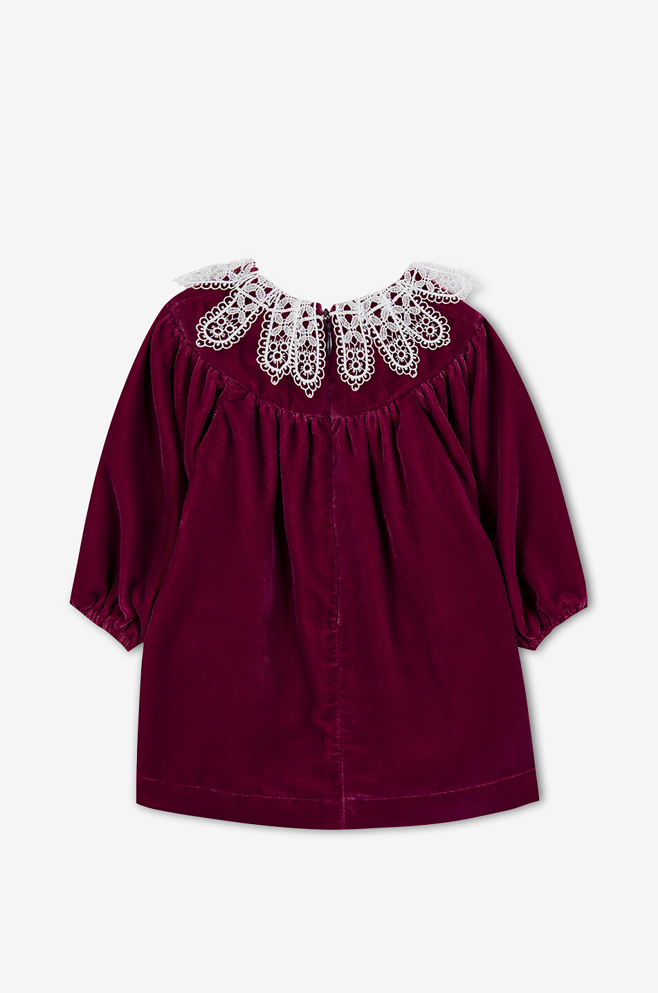 TARTINE ET CHOCOLAT Samtkleid für Babys mit Klöppelspitze-Kragen Baby DUNKELROT 2