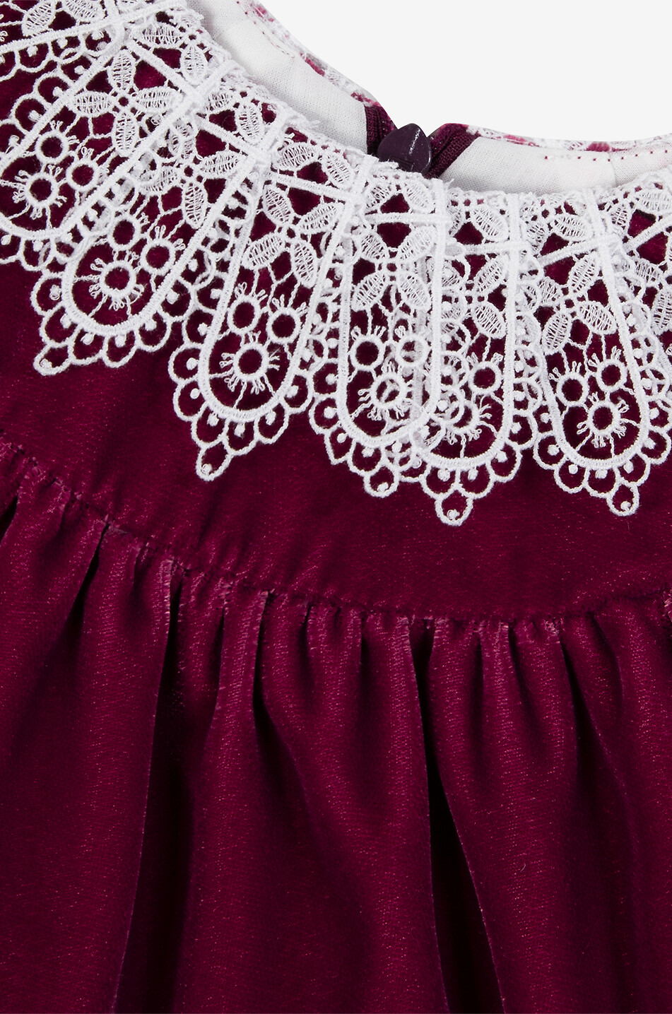 TARTINE ET CHOCOLAT Samtkleid für Babys mit Klöppelspitze-Kragen Baby DUNKELROT 3