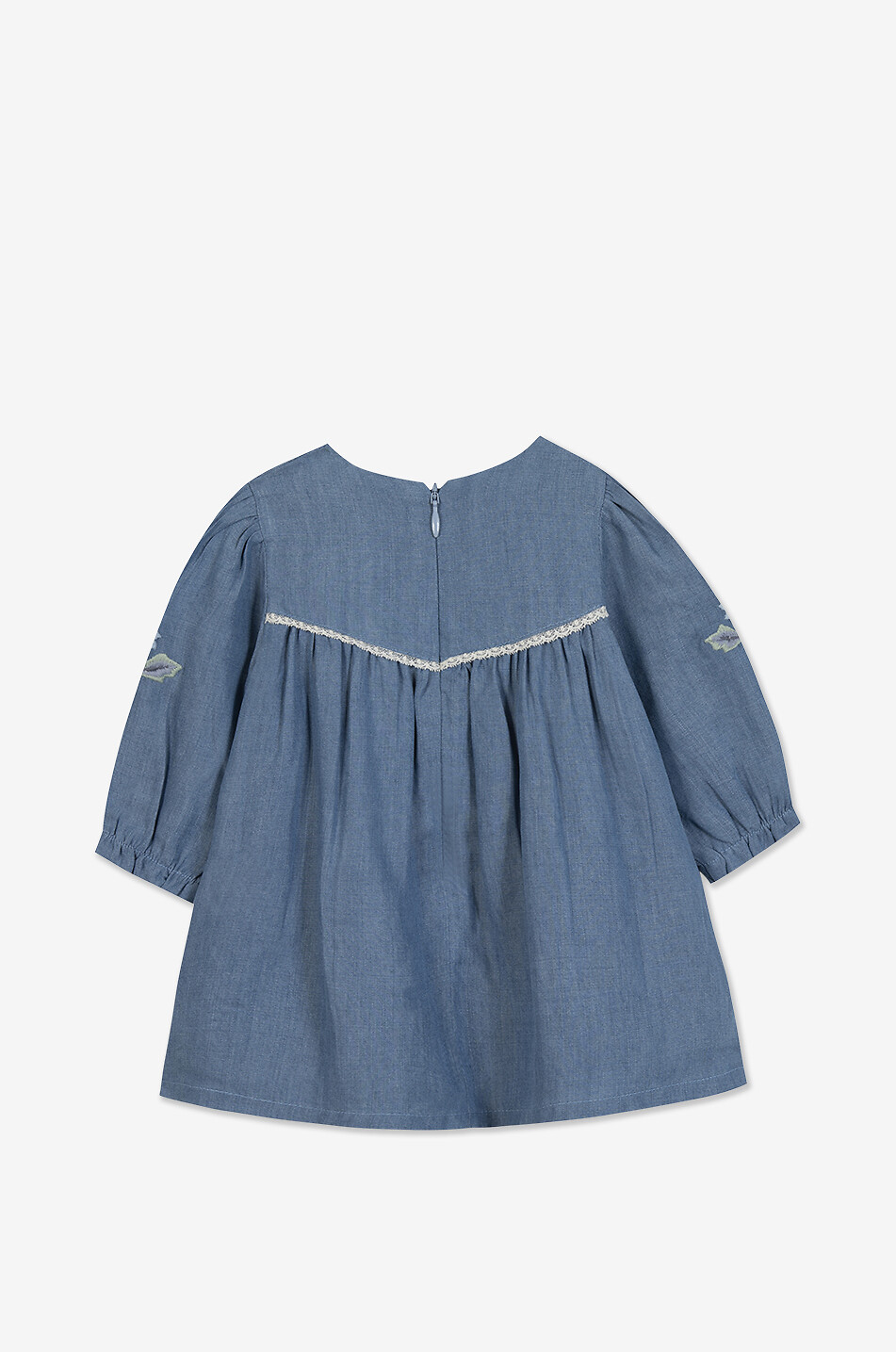 TARTINE ET CHOCOLAT Flower embroidered chambray baby dress Baby DARK BLUE 2