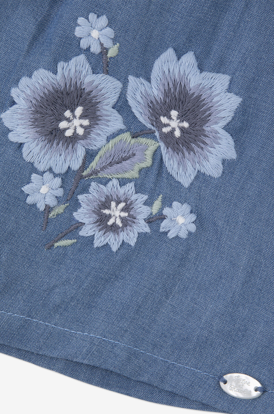 TARTINE ET CHOCOLAT Flower embroidered chambray baby dress Baby DARK BLUE 3