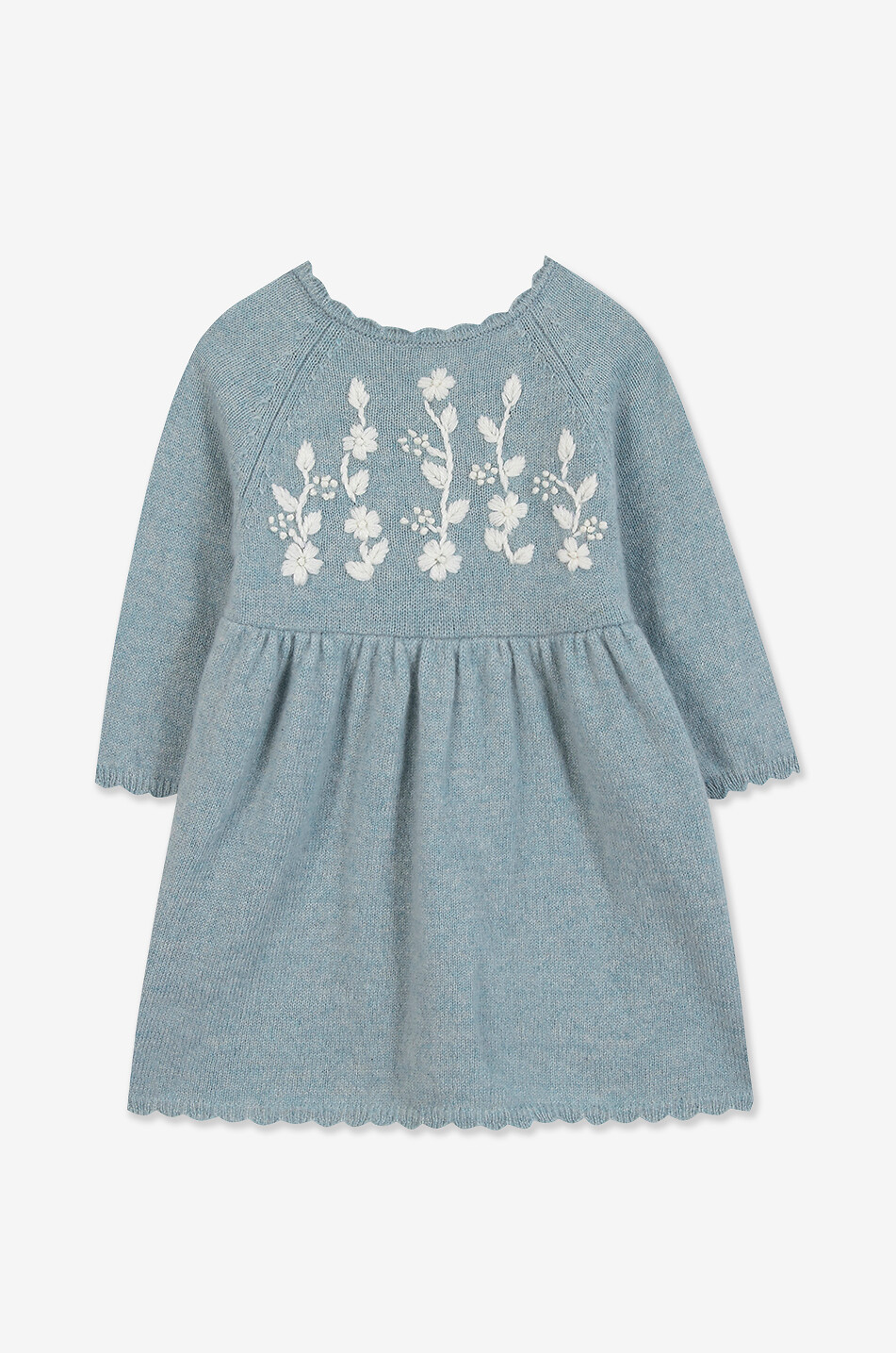 TARTINE ET CHOCOLAT Flower-embroidered baby  knit dress Baby LIGHT GREEN 1