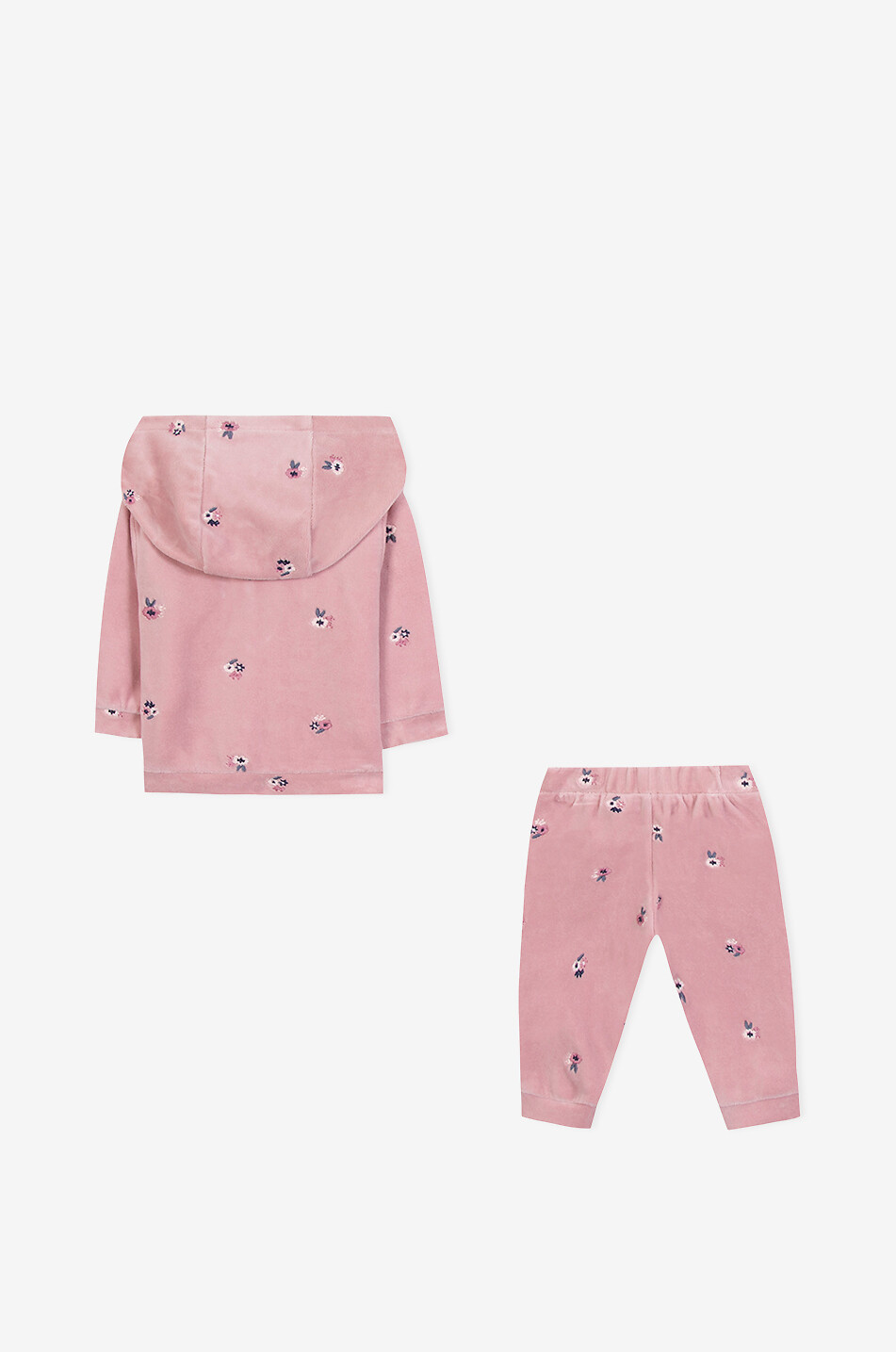 TARTINE ET CHOCOLAT Baby jogger set in velvet with flower embroideries Baby PINK 3