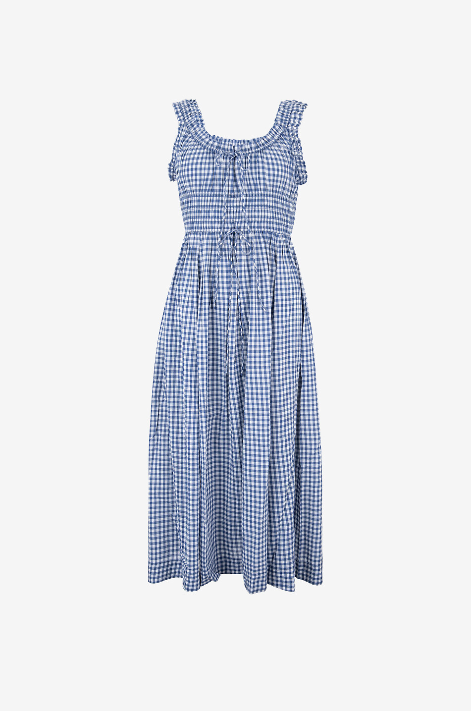 DÔEN Robe midi à carreaux vichy Emmaretta Femme BLEU 1